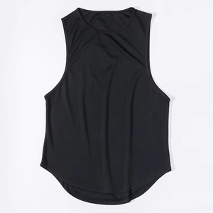 Plus Size Men's Clothing Black Sleeveless Tank Top O-Neck Casual Knitted Solid Color <b>Vest</b> Plus Size Men's Tank Tops - Product Image 1