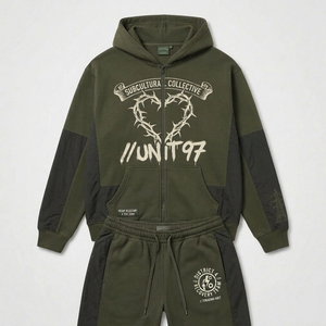 Custom Unisex Acid Wash Applique Patch Zip Hoodie Shorts <b>Set</b> Graphic Streetwear OEM ODM Private Label Apparel Manufacturer - Product Image 1