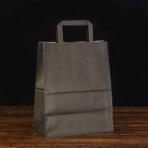 Bolsas de papel kraft negras impresas con su propio logotipo, diseño personalizado al por mayor, para alimentos y procesamiento, bolsa de papel reciclado de lujo. - Product Image 2