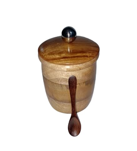 Top Selling Wood Sugar Pots Classic Design Wooden Salt Sugar Bowl With Lid Customized Sale - Product Image 6