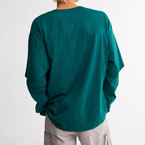 เสื้อยืดคอกลมแขนสองชั้นผ้าฝ้าย 100% สำหรับผู้ชาย ทรงหลวม พิมพ์ลาย ไม่หด ใส่สบาย เสื้อยืดแขนสองชั้นสำหรับผู้ชาย - Product Image 5