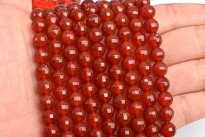 Perles de cornaline de 8 mm, qualité supérieure, pierres précieuses naturelles authentiques, micro-facettées, coupe carrée, perles rondes en vrac, lot en gros - Product Image 5