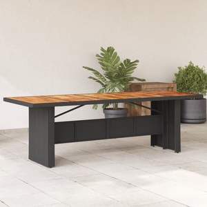 Mesa de Jardín de Madera Maciza de Acacia con Ratán PE Negro y Acero con Recubrimiento en Polvo - Product Image 1