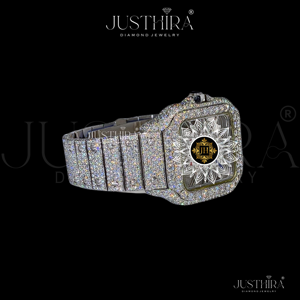 Reloj de pulsera de lujo con diamantes de moissanita VVS premium, el más vendido, ideal para regalo de negocios, con acabados disponibles para la venta. - Product Image 3