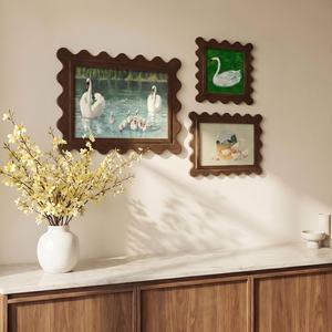 Royal Wave Edge Wooden Photo <b>Frame</b> Rustic Handmade Vintage Tabletop Home Decor Display Classic <b>Wall</b> Art <b>Frame</b> Decoration - Product Image 3