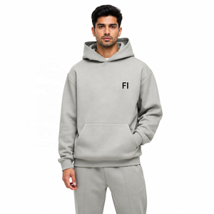 OEM Structured Custom Hoodies Set Men Minimalist Thick-Knit Sweatshirt Pullover <b>Tracksuit</b> Modern Streetwear Winter Warm Outfit - Product Image 1