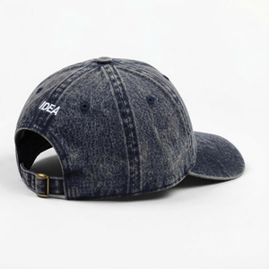 Casquette de baseball décontractée en coton non structurée à visière incurvée, style denim délavé vintage, avec broderie de logo personnalisée, pour homme - Product Image 3