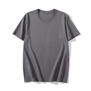 T-shirt col côtelé en coton 150g personnalisé OEM, couleur unie, teint en pièce, coupe oversize pour homme - Product Image 1