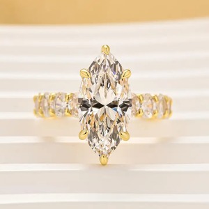 925 Moissanite 4.0 Carat Marquise Cut Engagement Ring in Sterling Silver with D Color & VVS Clarity for Women - Product Image 6