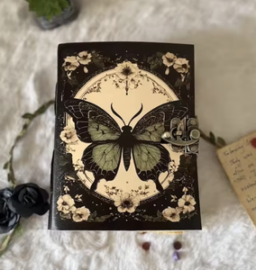 NEW ERA Leather Hardcover <b>Diary</b> with Butterfly Floral Design Sewn Binding UV Printed 100 Sheets Vintage Style Journal Gift - Product Image 1