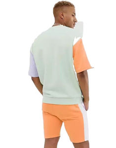 Producto en Oferta, Nueva Llegada, Conjunto de Camiseta y Pantalones Cortos de Verano para Hombre, Conjunto de Dos Piezas Cómodo con Contraste de Color - Product Image 3