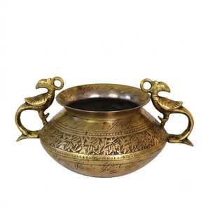 Urli suspendu en laiton avec poignées en forme d'oiseaux, design moderne gravé, fait main, durable, auto-adhésif, décoration de cuisine, forme ronde, utilisation en extérieur - Product Image 3