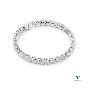 6.20 CT Round Lab Grown Diamond Tennis Bracelet | 14K/18K <b>Solid</b> <b>Gold</b> 7 Inch Classic Collet Set Linear Link Bracelet - Product Image 6