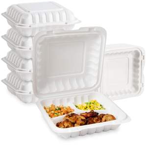 Contenedores Go de 3 Compartimentos, Biodegradables, Ecológicos, Libres de BPA, Desechables, Impermeables, de Plástico para Alimentos, 8 Unidades para Fideos - Product Image 2
