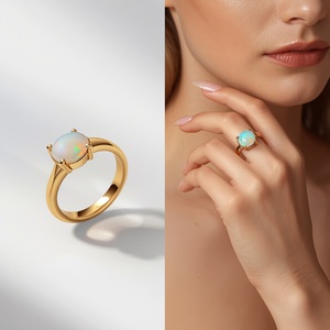 Luxury <b>Opal</b> <b>Ring</b> Sterling <b>Silver</b> 925 Gold Vermeil 2 Micron Dainty Birthstones Fine Jewelry for Women - Product Image 4