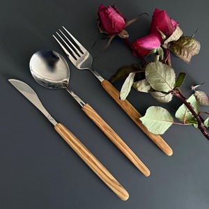 High <b>Wood</b> Salad <b>Tools</b> <b>Set</b> With Spoon Fork Knife Eco Friendly Manual Kitchen Utensils Dishwasher Safe - Product Image 4