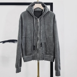 Venta al por mayor ácido lavado hombres sudaderas con capucha sudadera de gran tamaño personalizar Streetwear Vintage hombres francés Terry Sudadera con capucha algodón polar hombre - Product Image 6
