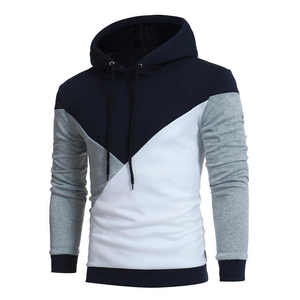 Sweat-shirt à capuche pour homme, coupe slim, décontracté, en polyester et coton tricoté, avec blocs de couleur, pour l'automne - Product Image 4