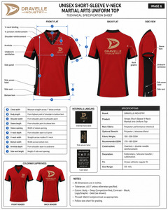 Haut d'uniforme d'arts martiaux personnalisé unisexe à col en V et manches courtes, respirant, pour karaté et taekwondo - Product Image 6