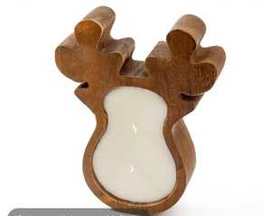 Recipiente de Madera con Forma de Reno Navideño para Velas, Marca Curio Craft |   Recipiente Rústico Hecho a Mano y Tazón Decorativo - Product Image 4