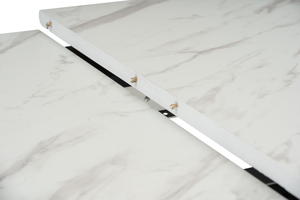 Modern Extendable Dining <b>Table</b> with High Pressure Laminated <b>Marble</b> <b>Top</b> Solid Wood Legs for Apartment & Home Dining Furniture - Product Image 5