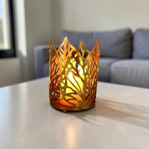 Set Of 2 Designer <b>Candle</b> Holders Decorative Metal And Glass Accent Perfect For Stylish Reflections And Modern Interiors - Product Image 4