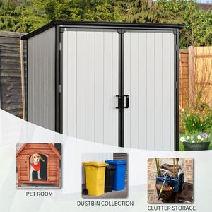 Casetta da Giardino Impermeabile in Resina 5x3FT con Porte Chiudibili a Chiave per Biciclette e Mobili da Esterno - Product Image 5