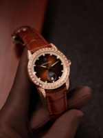 Montres pour hommes Alexander Ferros 9081R-08, saphir, automatique, boucle ronde en acier inoxydable, mode, résistant à l'eau, 40 mm, cuir