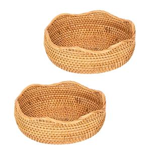 Premium PHU HAO Eco-friendly Handmade Vintage Wicker Rattan <b>Bread</b> <b>Basket</b> / Tray Scalloped Weaving Edge OEM ODM Multifunction - Product Image 1