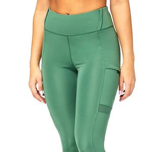 High Waist Solid Green Yoga <b>Leggings</b> <b>With</b> <b>Pockets</b> Full Length Seamless Spandex Nylon Pants Women's Stretchy <b>Workout</b> Tights - Product Image 4