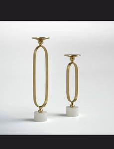 Ensemble de bougeoirs ovales dorés pour la décoration de la maison, support en métal durable - Product Image 1