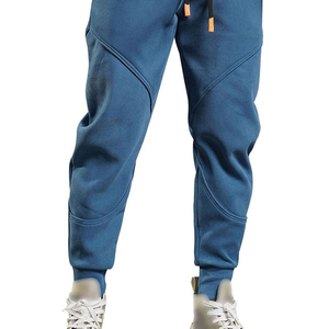 Men's Blue Fleece Sweatpants Elastic Waist Custom Drawstring Casual Joggers Casual Midweight Men Trouser For Sale - Product Image 3