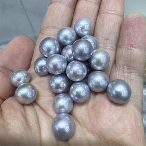 Perlas Sueltas de Agua Dulce Grises de 10-12 mm, Círculo Perfecto, Espejo con Fuerte Brillo, Redondas, Ligeramente Imperfectas, Color Multi-Lino Verdadero, Desnudas - Product Image 1