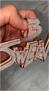 Collar con Colgante de Nombre Personalizado para Hombre, Estilo Hip Hop Urbano, Letra 3D Moderna, Joyería con Piedra Moissanita y Nombre Personalizado - Product Image 5