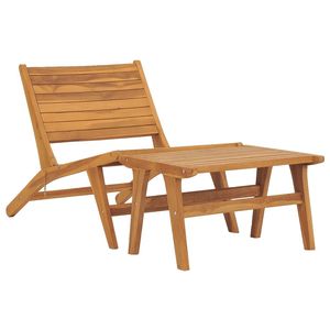 Sedia da giardino in legno tinta unita Teak con poggiapiedi mobili da esterno durevoli - Product Image 1