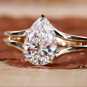 3 CT Pear Cut Cubic Zirconia Diamond Engagement Wedding Anniversary Gift <b>Ring</b> Trendy Hidden Halo <b>Split</b> Shank 925 Sterling Silver - Product Image 1