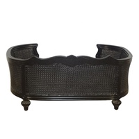 Lit pour animaux de compagnie en bois maison pour chien rotin chat canapé Antique lit pour chien classique chats et chiens lit canne en bois accessoires pour animaux de compagnie