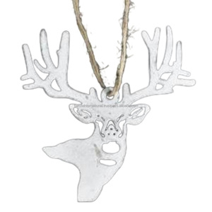 Reno decorativo colgante de hierro con revestimiento de polvo blanco acabado para decoración del hogar y otras decoraciones navideñas - Product Image 1