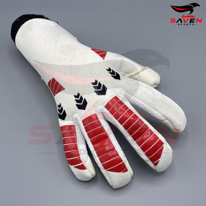 Gants de gardien de but de football blancs et rouges en PU, à doigts complets, antidérapants, avec sangle de poignet réglable, respirants, équipement sportif unisexe - Product Image 5