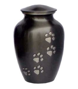 Urna terminada de esmalte de color negro con estampado de pata para cenizas humanas Urna de cremación para cenizas de adultos - Product Image 1