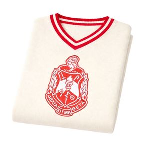 Maglione in Lana Avorio con Scollo a V Delta Sigma Theta per Donne, Vestibilità Comoda, Tessuto Premium, Abbigliamento Casual per Confraternita Greca - Product Image 6