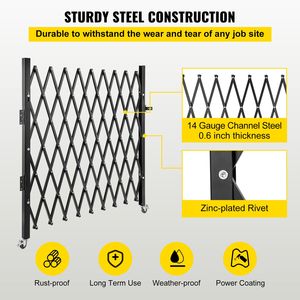 Cancello di Sicurezza Pieghevole in Acciaio a Fisarmonica 74"W X 51.57"H, Porta Flessibile Espandibile per Applicazioni in Palestra - Product Image 4
