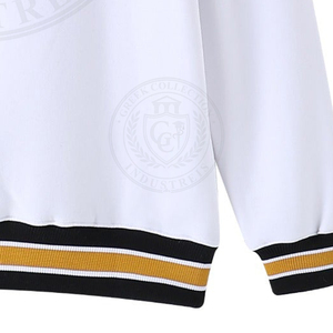 White Men's Women's Sweatshirt Gold <b>Black</b> Trim Greek Embroidery Custom Logo Embossed Pullover Crewneck 100%Cotton Fleece Knitted - Product Image 3
