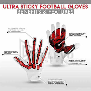 Skeleton Design Adult <b>Youth</b> <b>Football</b> <b>Gloves</b> Custom American <b>Football</b> <b>Gloves</b> Set New Arrival Best Sublimation Sports Wear - Product Image 4