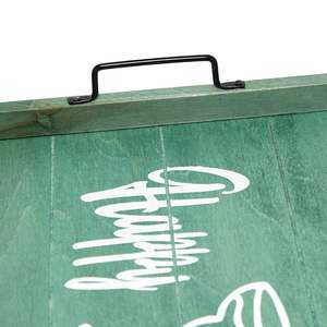 Plateau de service décoratif en bois vert pour boissons Margarita et jus de citron, idéal pour la maison et la salle à manger - Disponible à la vente - Product Image 6