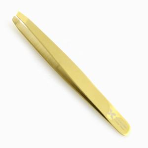 Kounain-Pince à épiler les sourcils à revêtement plasma doré, pointe inclinée, pince à épiler beauté maquillage en acier inoxydable pour femmes, prise en main parfaite - Product Image 1