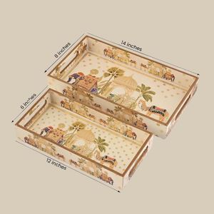 Wholesale Luxury Traditional Mughal Art Dining Tray Set Rectangular Bulk Hotel Restaurant Serving Platter Elegant Tableware - Product Image 3