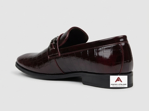 Asken Atelier Mocassins de luxe pour homme, bordeaux, à motif, élégants, à boucle métallique, à enfiler, pour affaires et soirées - Product Image 4