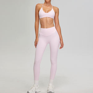 Ensemble de soutien-gorge de sport et leggings à carreaux respirants, nouvelle mode, avec taille élastique, logo personnalisé pour femmes - Product Image 5