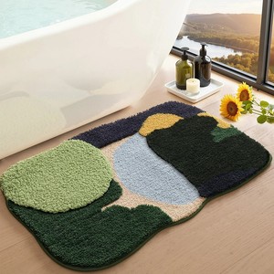 Abstract Pattern Cotton Bath Mat Novelty Shape Non-Slip Rubber Backing <b>Thick</b> Tufted Floor <b>Rug</b> for Home Use - Product Image 4